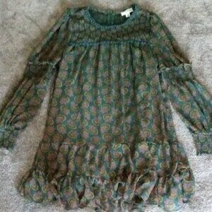 Allison New York tiered floral fan print teal dress